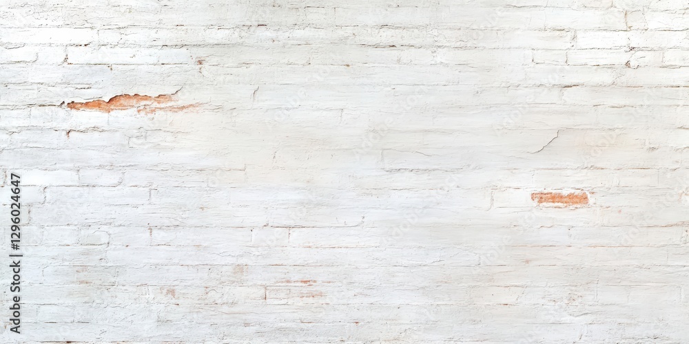 Poster a textured, lightly weathered white brick wall featuring subtle hints of orange and imperfections, c