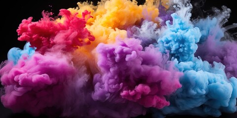 Fototapeta premium Abstract wallpaper background with colorful rainbow spectrum in exploding powdered smoke 