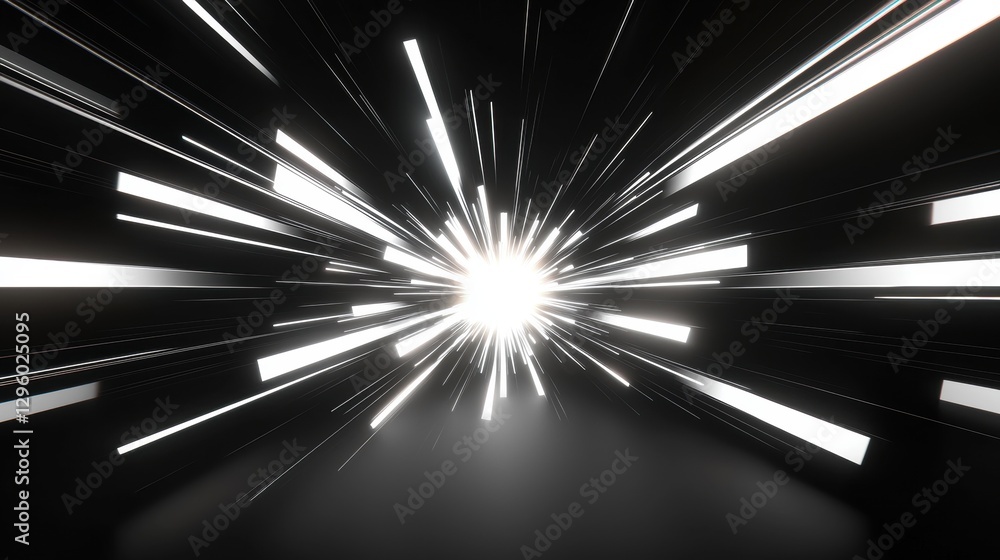 Aufkleber bold monochrome illustration of light rays exploding from a central point in a dark background