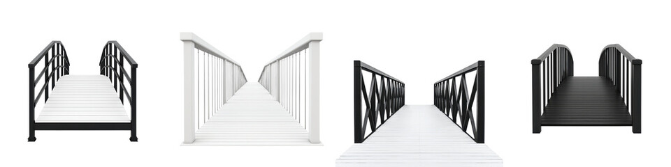 Fototapeta premium Striking architectural walkway with bold geometric lines patterns and minimalist design elements A modern public bridge or crossing structure in an urban outdoor setting