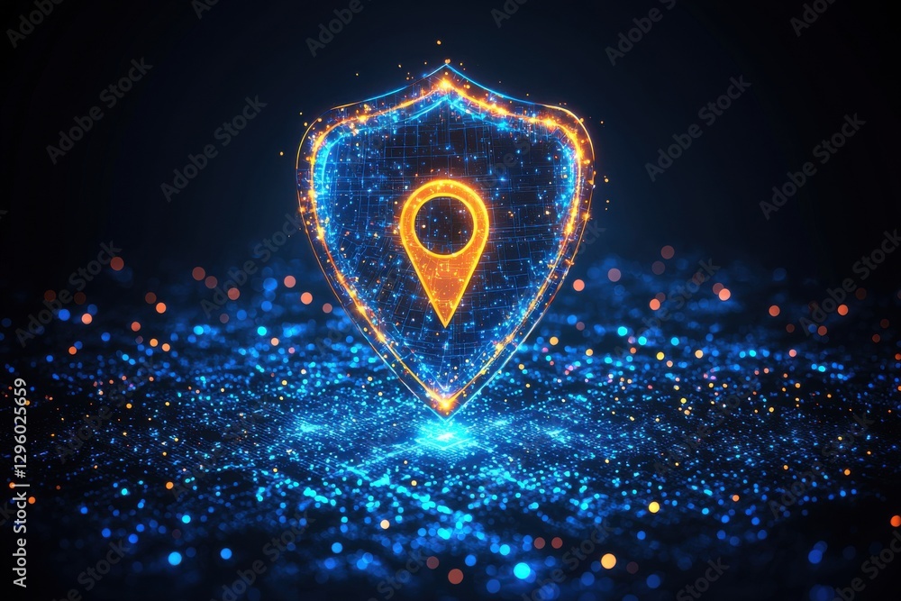 Poster digital glowing location pin representing modern technology and connectivity concepts