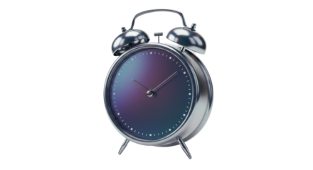 Isolated Metallic Vintage Alarm Clock