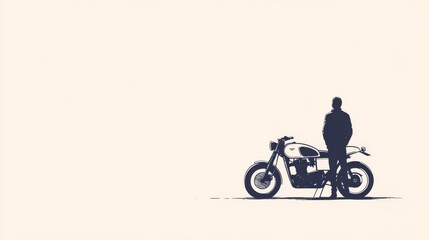 Obraz premium Rider & Motorcycle, Minimalist Scene