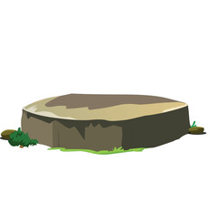 Stone Rock with Grass Patch – Vector Clipart