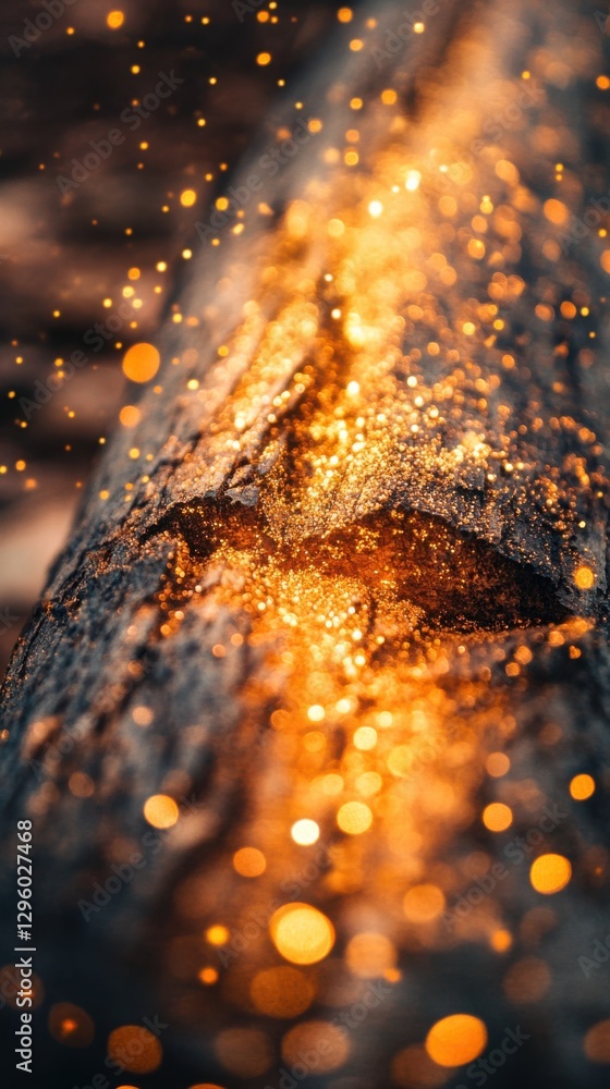 Poster glittering golden bokeh on a soft gradient, shimmering light. vertical