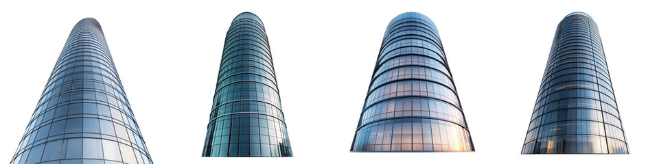 Obraz premium Soaring glass and steel skyscrapers reaching towards the sky creating a striking and futuristic cityscape These modern architectural stand tall as symbols of progress innovation
