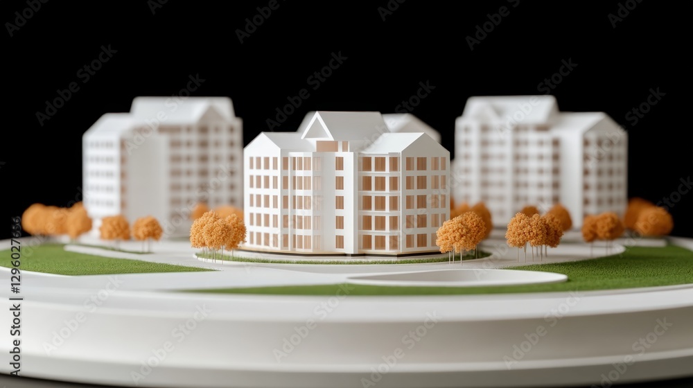 Aufkleber Detailed model of a modern building on a white background illustrating architectural design and creativity