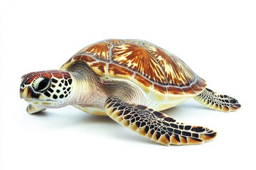 Isolated Hawksbill Turtle on White Background: A Beautiful Aquatic Animal from the Red Sea