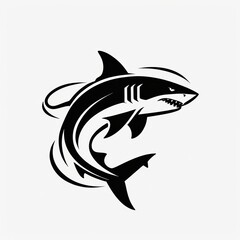 minimalist logo the dynamic silhouette of a shark in ascent