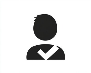 New User Symbol: Icon of Person with Checkmark in Bold Black Design
