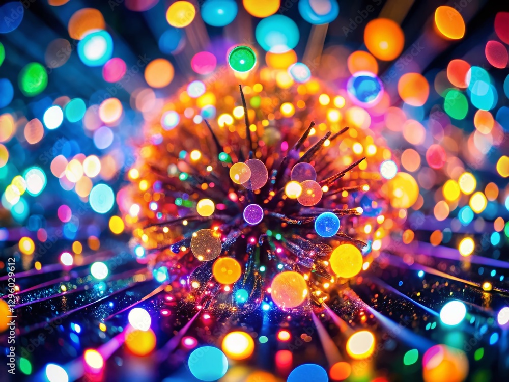 Poster abstract bokeh background: led dot light particles technology