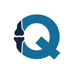 Fototapeta premium Bone Joint Logo combine with letter Q vector template