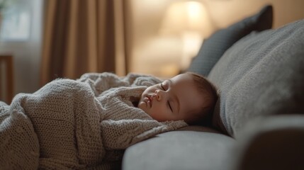 Rare illness patient enjoying a peaceful nap in a quiet living room. Featuring rest and healing