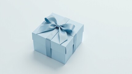 Obraz premium A light blue gift box with a satin ribbon bow, perfect for a special occasion or celebration