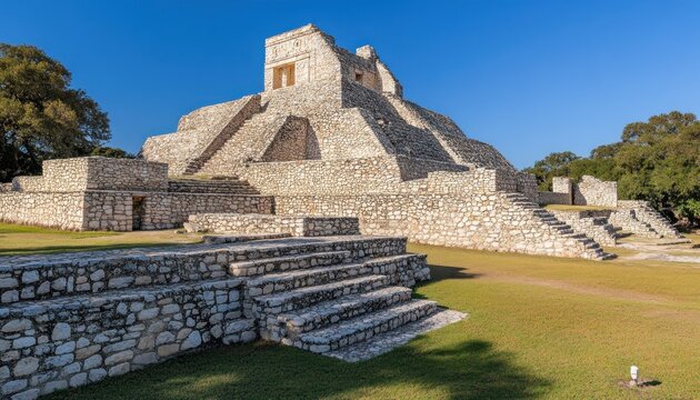 Ancient Mayan Pyramid Structure Stone Ruins Mexico