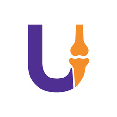Bone Joint Logo combine with letter U vector template