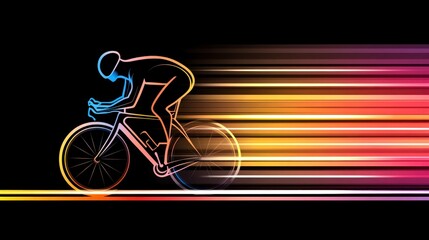 Fototapeta premium Abstract Cyclist in Motion Dynamic Silhouette with Colorful Light Streaks