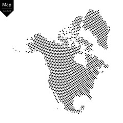 Abstract image North America map from point Black on a white background. Vector illustration eps 10.