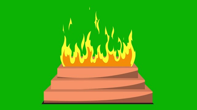 Fire Flames Burning in mandap (Green Screen)