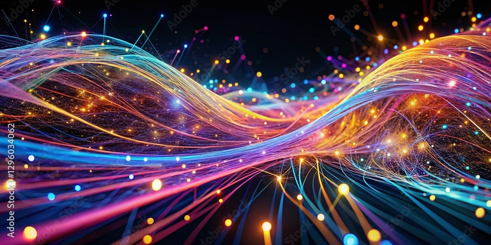 Poster abstract digital data flow network: 4k tech wallpaper background