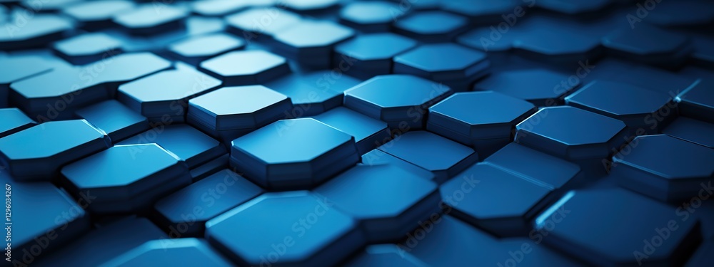 Aufkleber futuristic blue abstract background with 3d hexagons and geometric patterns