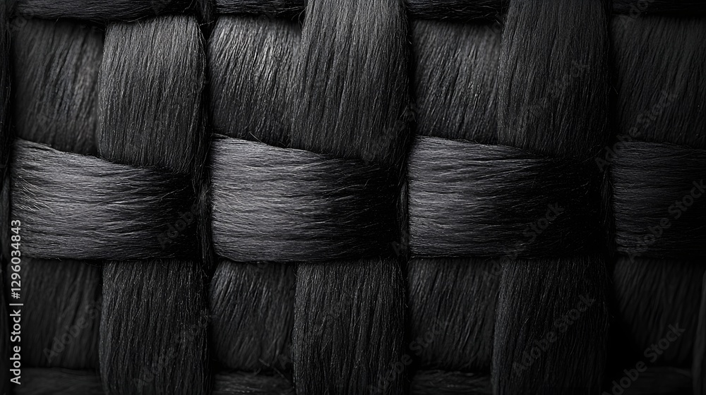 Poster close-up shot of a dark, woven texture. abstract monochrome pattern. black woven texture: abstract d