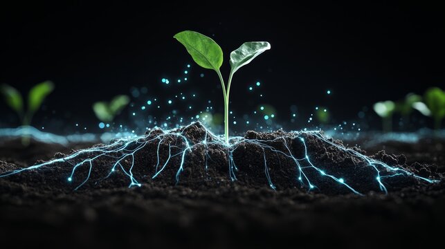 Surrealing digital rendering image of soil activation
