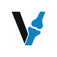 Bone Joint Logo combine with letter V vector template
