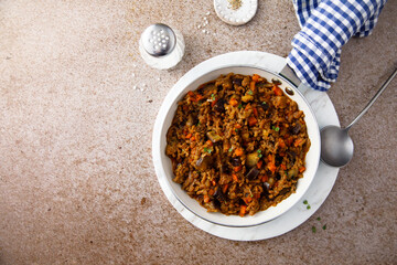 Homemade minced meat with eggplant