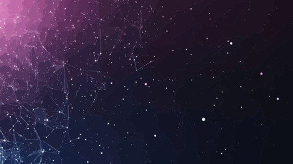 Fototapeta premium Futuristic Low Poly Wireframe Starry Sky with Destruct Shapes, Touch the Future Concept, Minimalist Vector Illustration