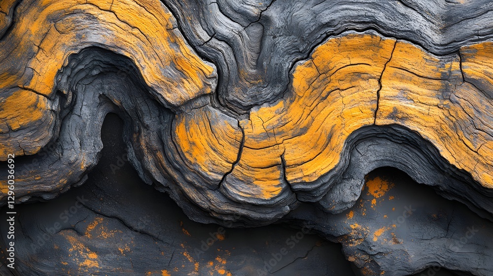 Poster close-up of a piece of wood showing intricate grain and color variations. a captivating natural art 