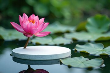 Water lily with a small white platform, garden, water lilies,