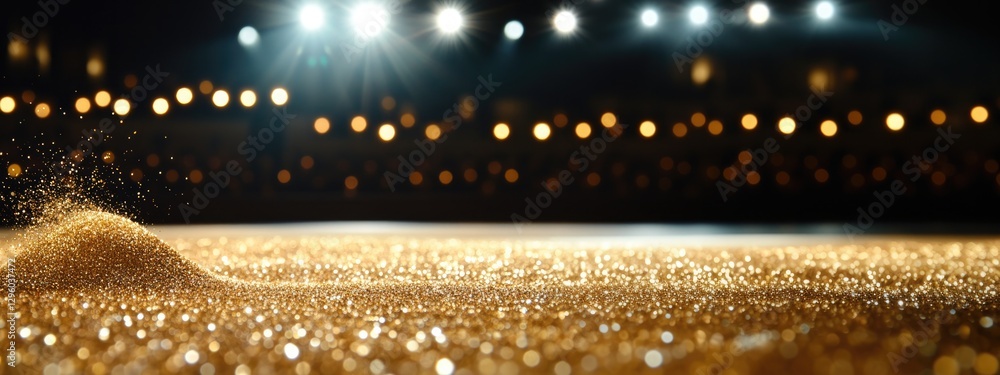 Poster glistening particles illuminated by soft lights create an enchan