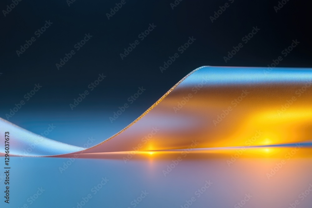 Poster fluid shapes blend soft colors, creating mesmerizing play of lig