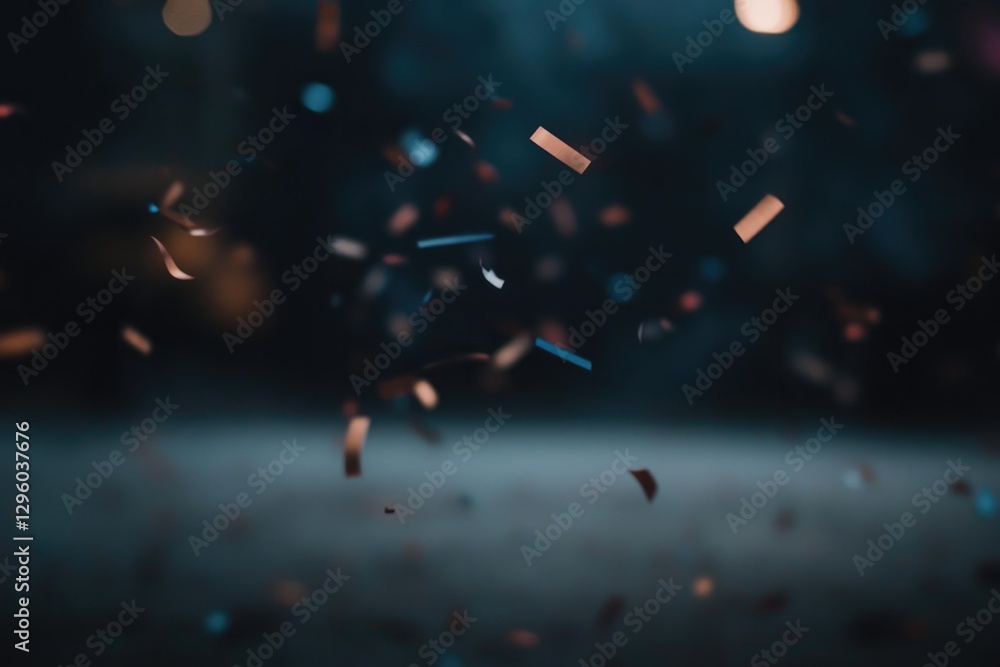 Poster particles float in mysterious dark atmosphere, creating ethereal