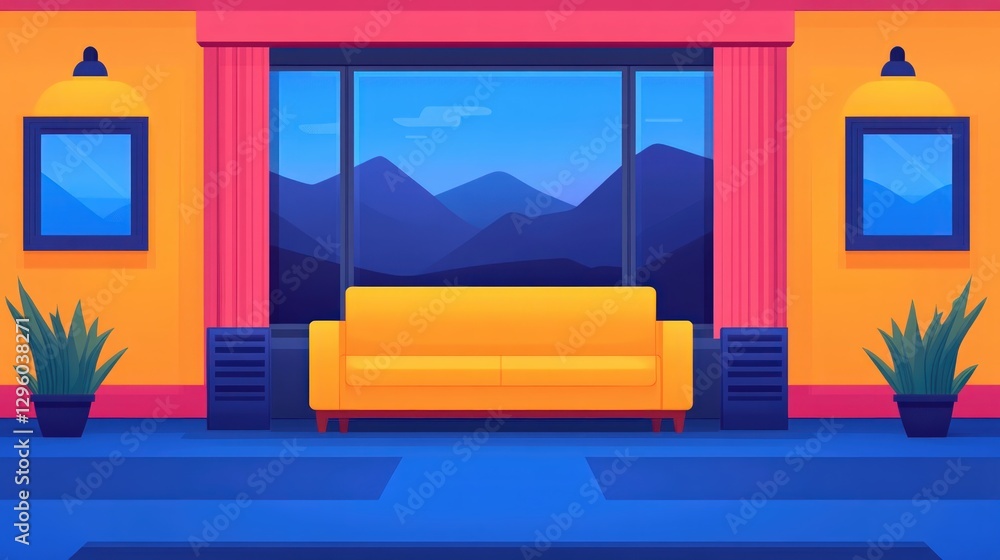Aufkleber cozy living room featuring a comfortable couch and bright window with natural light creating a warm 