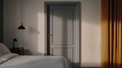 Elegant Modern Bedroom with Minimalist Decor and Warm Lighting