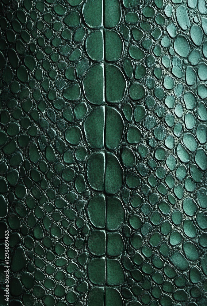 Poster dark green crocodile skin texture close-up with intricate scales highlighting natural patterns and u