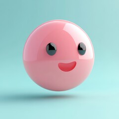 Fototapeta premium This image is a cartoon showing a pink smiley face