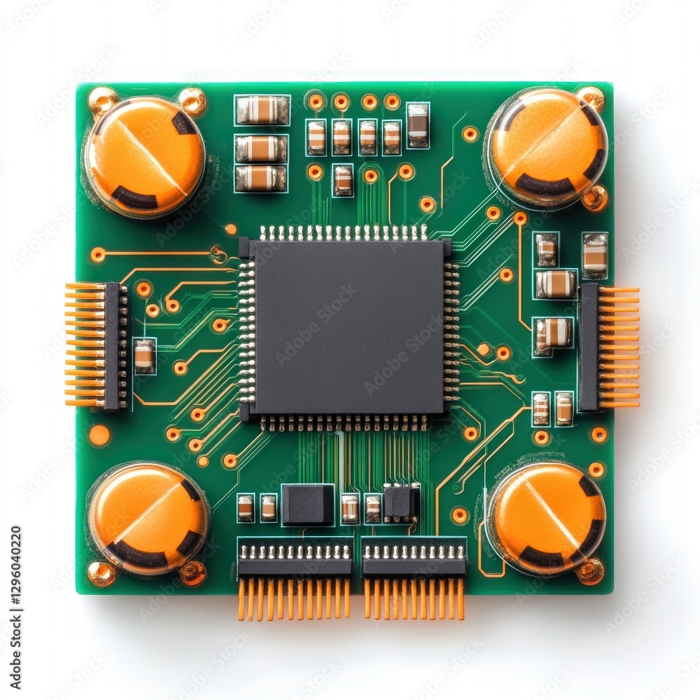 Poster Close-up examination of a micro micro board displaying its sophisticated design and advanced electronic features