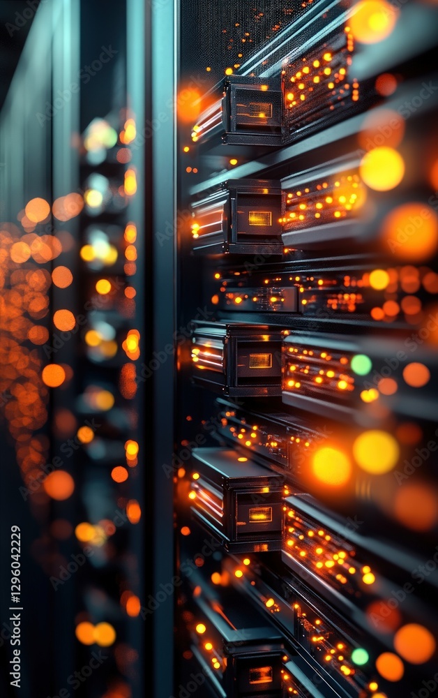 Aufkleber Modern server room filled with multiple high-performance servers and networking equipment in a data center environment