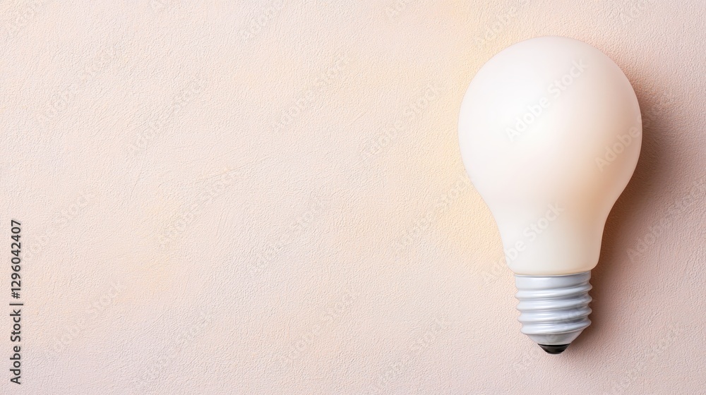 Poster Illuminating light bulb mounted on a textured wall casting a warm glow in a dimly lit environment