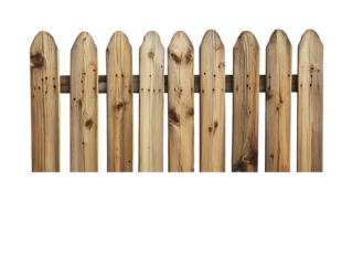Rustic Wooden Picket Fence Isolated on Transparent Background, PNG