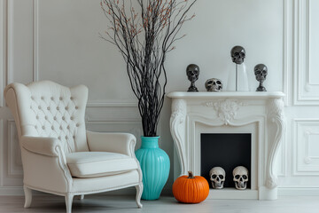 Halloween Elements,A living room filled with lots of halloween decorations. Have a wonderful Halloween at home