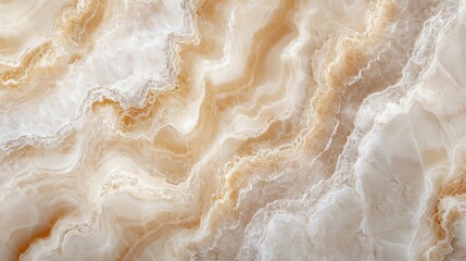 Elegant polished marble surface with intricate beige and white veins, creating a luxurious and natural abstract texture