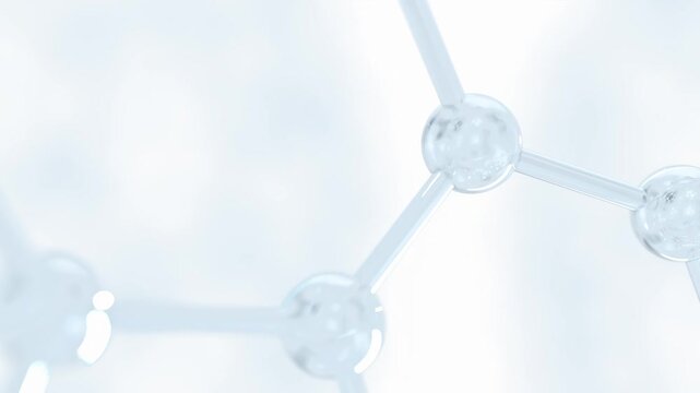 Fullerene carbon molecule or Buckyballs mockup. Molecular structure animation on white and Green Screen background. Can be used in science laboratory and Cosmetic industry background. 3D Render.