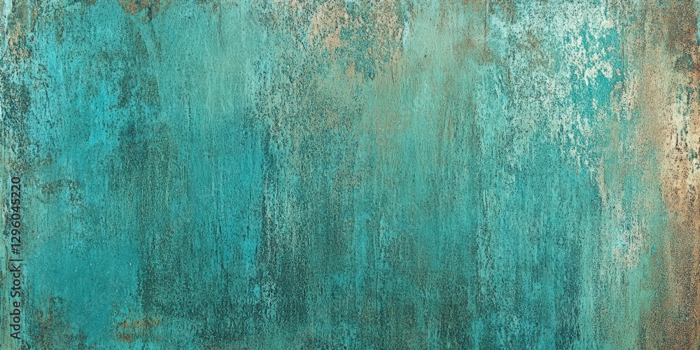 Poster a textured background featuring shades of teal and hints of gold, creating an abstract and visually 