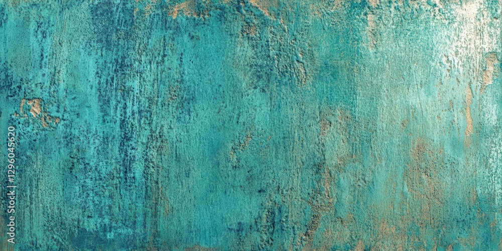 Poster a textured surface with a turquoise hue, featuring variations in color and subtle metallic highlight