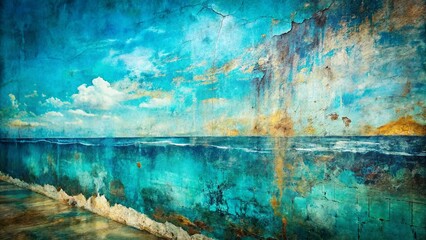 Naklejka premium Abstract Ocean Art: Delicate Grunge Texture Wall Background