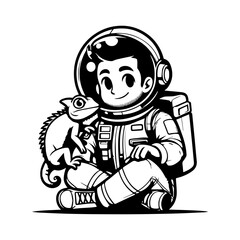 astronaut logo design with iguana animal